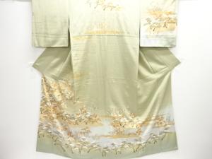 松梅に小舟模様刺繍訪問着